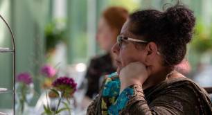 Carefree - woman in restaurant